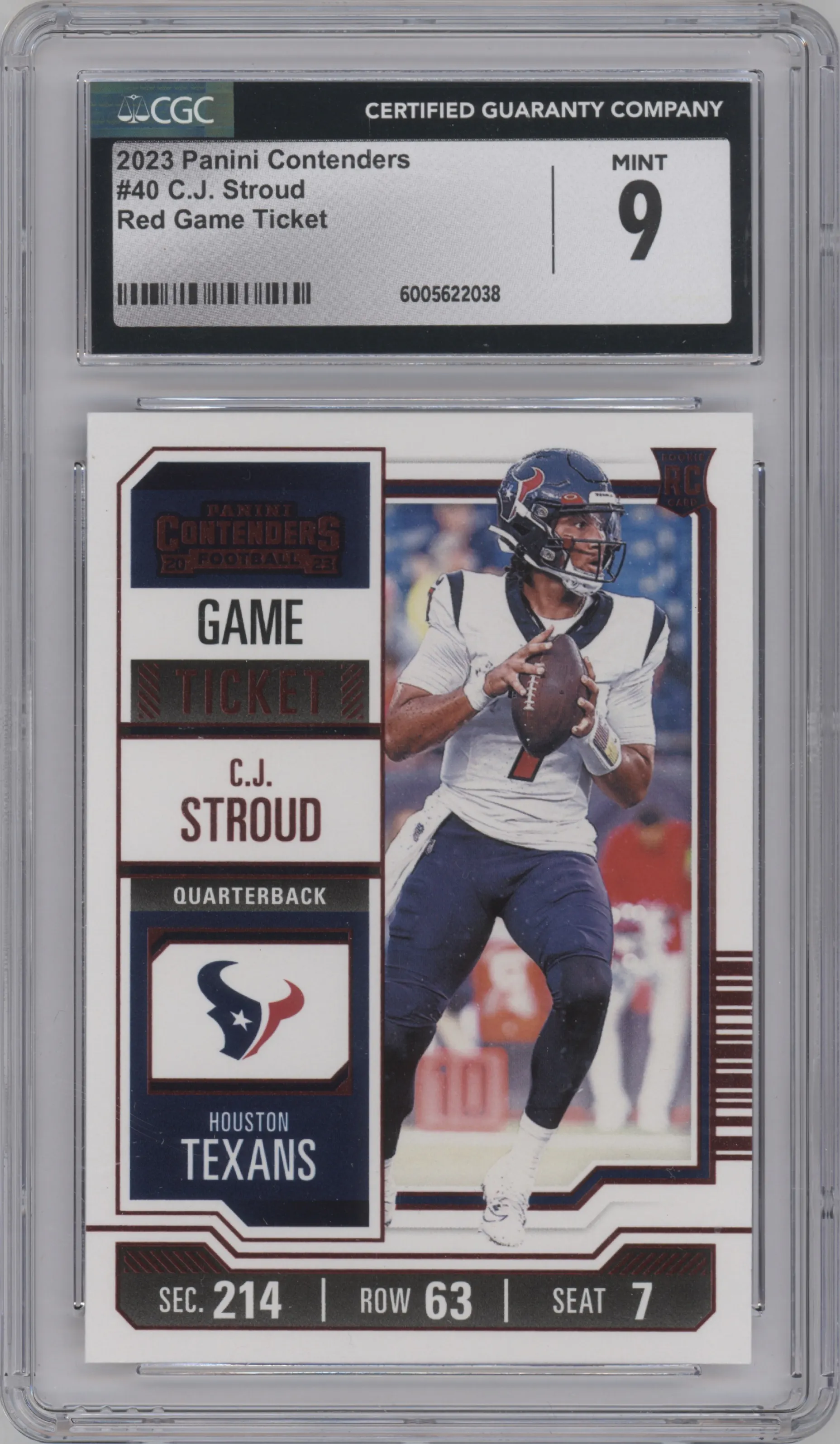 2023 Panini Contenders C.J. Stroud Game Ticket Red CGC 9