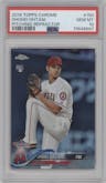 Shohei Ohtani from the 2018 Topps Chrome set featuring a Refractor   parallel graded by PSA and given an overall grade of 10.