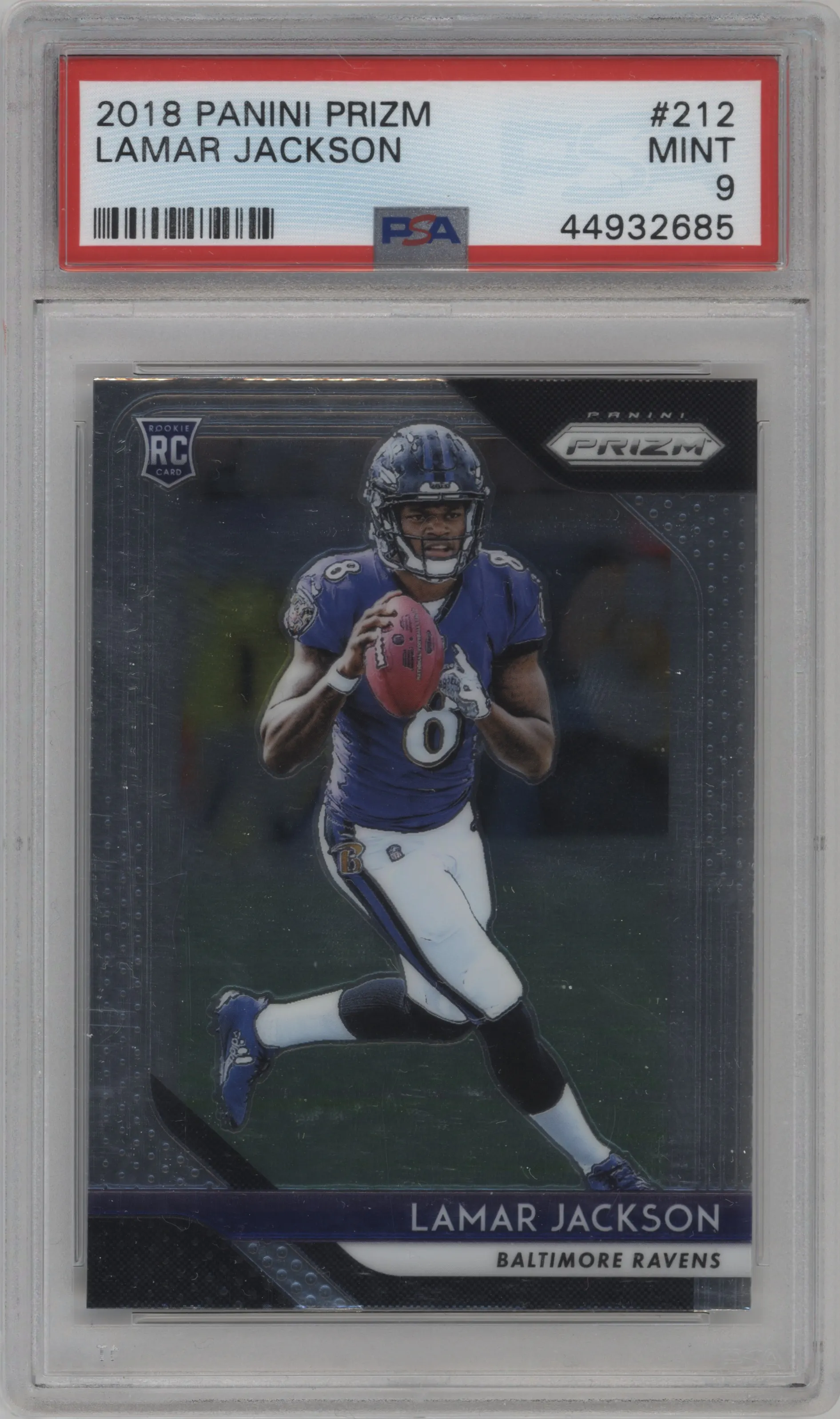 2018 Panini Prizm Lamar Jackson #212 PSA 9