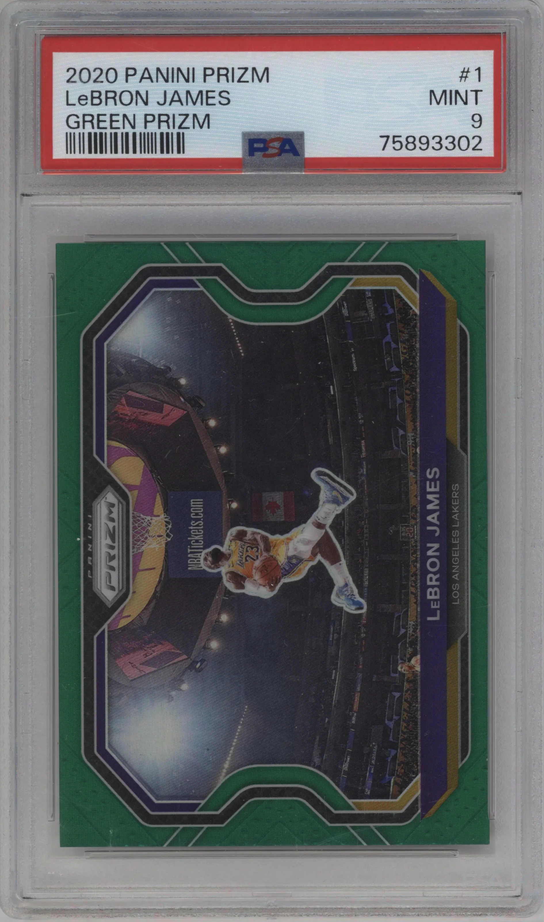 2020 Panini Prizm LeBron James Green Prizm #1 PSA 9