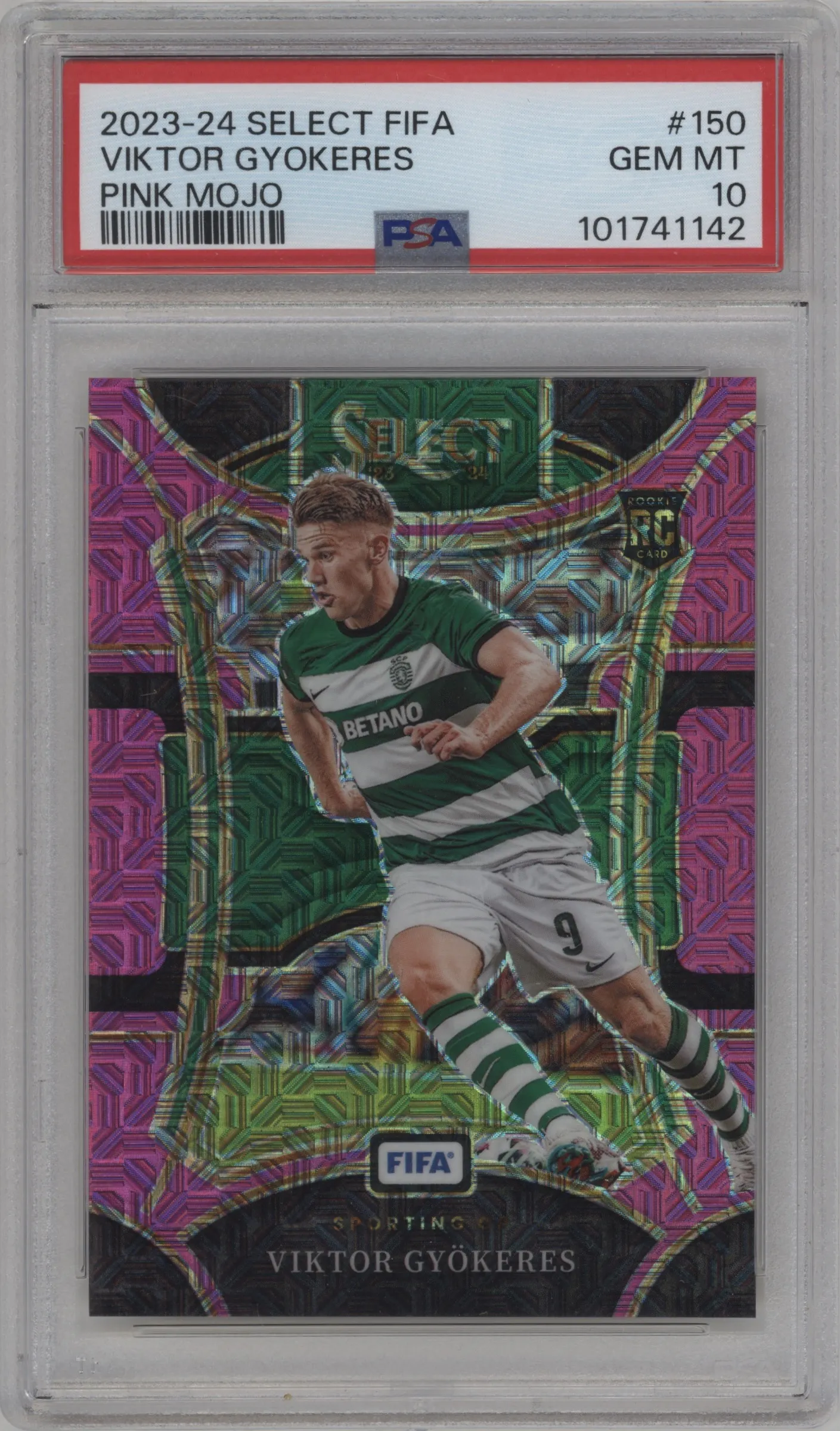 2023 Panini Select FIFA Mezzanine Viktor Gyokeres Pink Mojo PSA 10