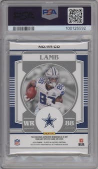CeeDee Lamb from the 2020 Panini Plates & Patches set graded by PSA and given an overall grade of 9.