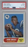 Johnny Unitas from the 1968 Topps set graded by PSA and given an overall grade of 6.