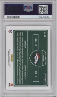 Bo Nix/John Elway from the 2024 Donruss Optic set graded by PSA and given an overall grade of 10.
