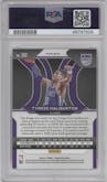 Tyrese Haliburton from the 2020-21 Panini Prizm set featuring a Silver Prizm parallel graded by PSA and given an overall grade of 9.