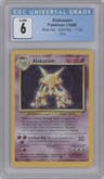 Alakazam from the 1999 Pokemon set graded by CSG and given an overall grade of 6.