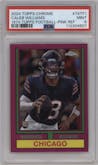 Caleb Williams from the 2024 Topps Chrome set featuring a Pink Refractor parallel graded by PSA and given an overall grade of 9.