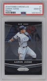 Aaron Judge from the 2018 Panini Chronicles set graded by PSA and given an overall grade of 10.