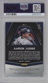 Aaron Judge from the 2018 Panini Chronicles set graded by PSA and given an overall grade of 10.