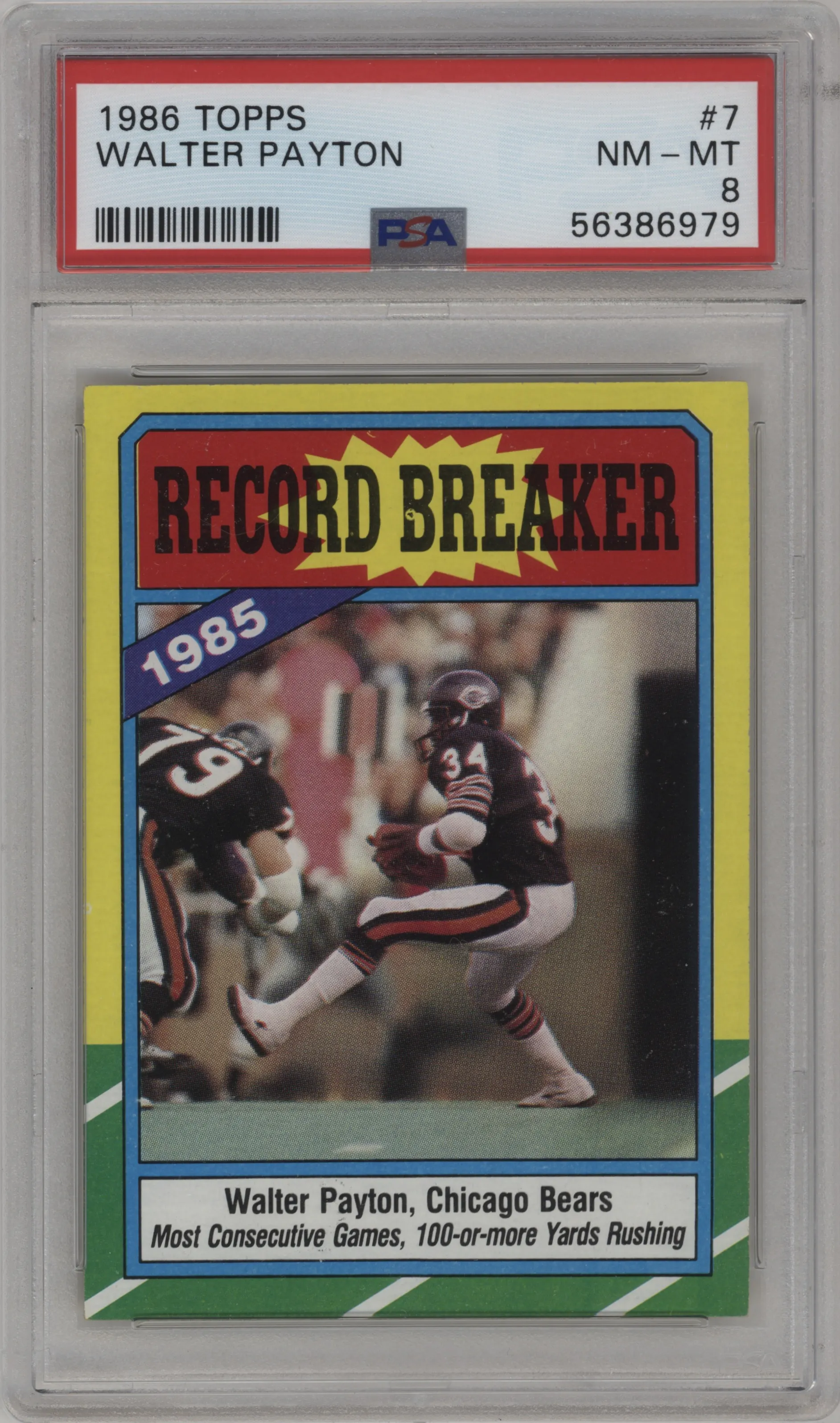1986 Topps Walter Payton #7 PSA 8