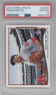 Mookie Betts from the 2014 Topps Update set graded by PSA and given an overall grade of 10.