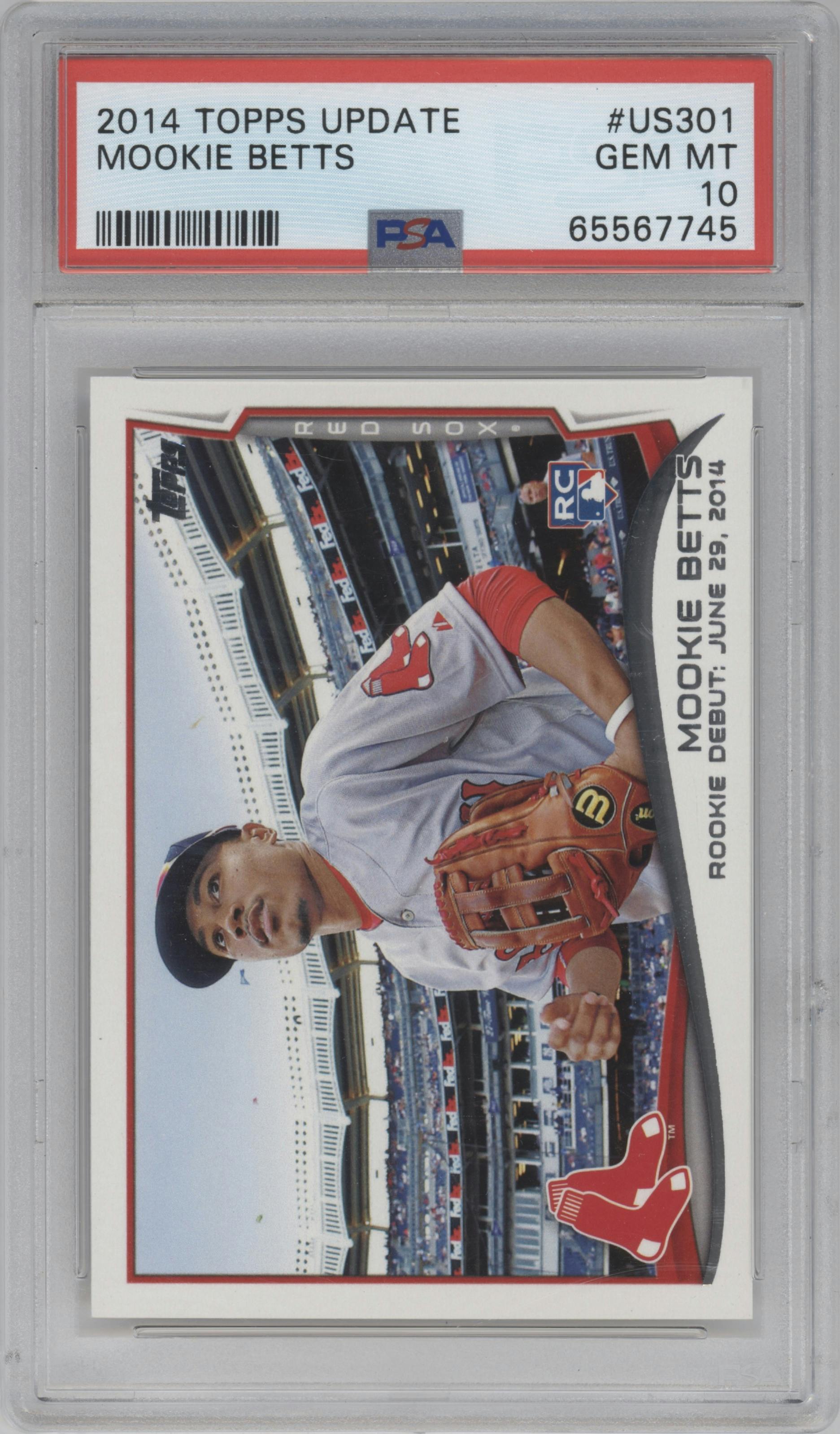 Mookie Betts from the 2014 Topps Update set graded by PSA and given an overall grade of 10.