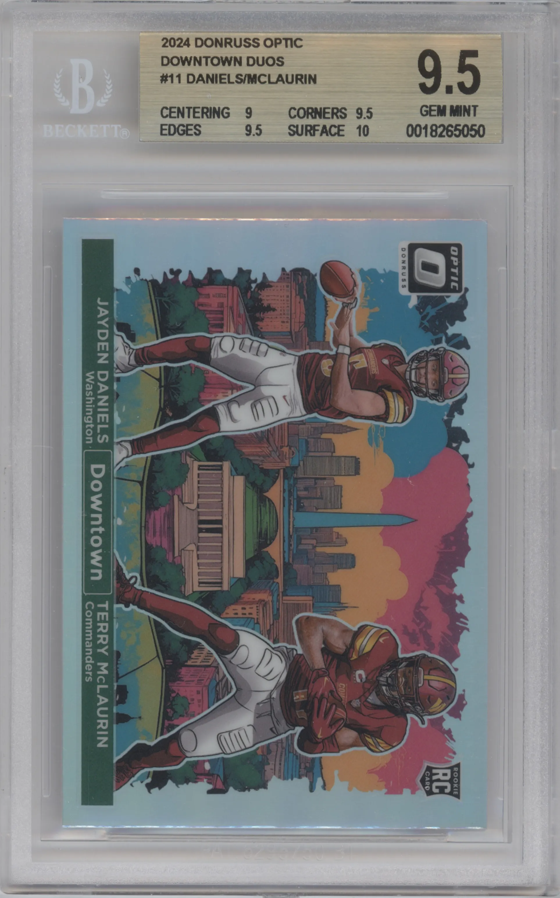 2024 Donruss Optic Downtown Duos Jayden Daniels/Terry McLaurin #11 BGS 9.5