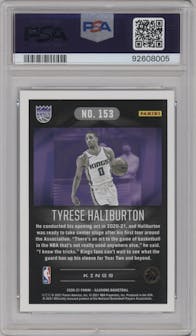 Tyrese Haliburton from the 2020-21 Panini Illusions  set graded by PSA and given an overall grade of 10.