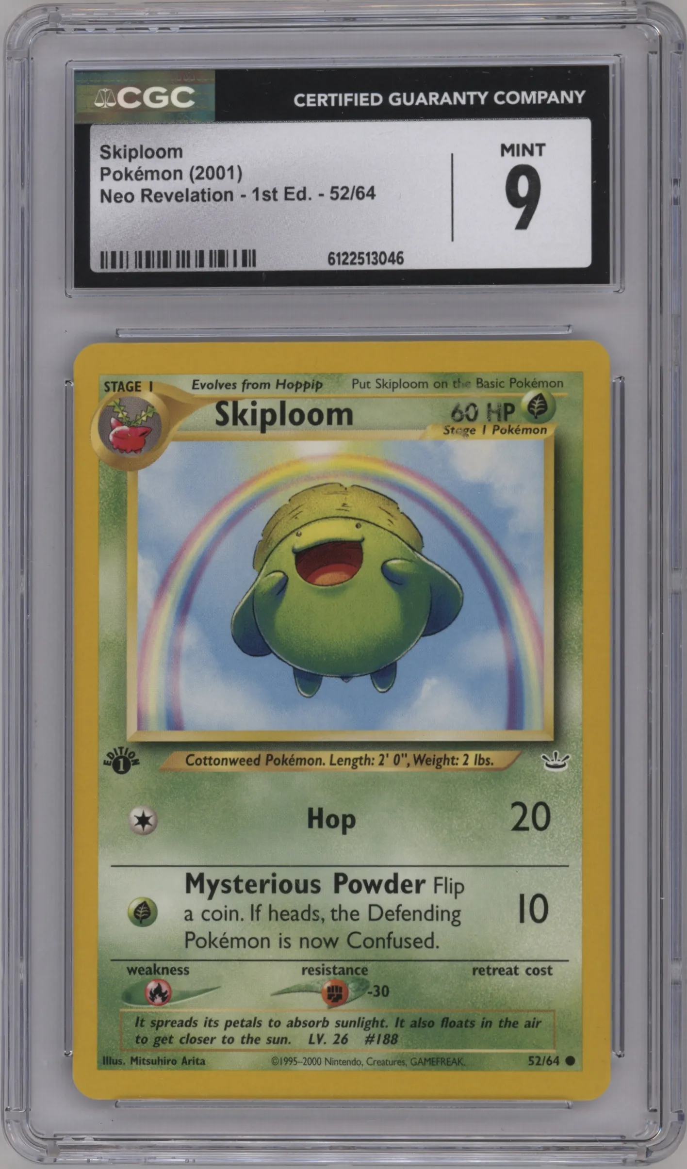 2001 Pokemon Neo Genesis Neo Revelation Skiploom #52 CGC 9