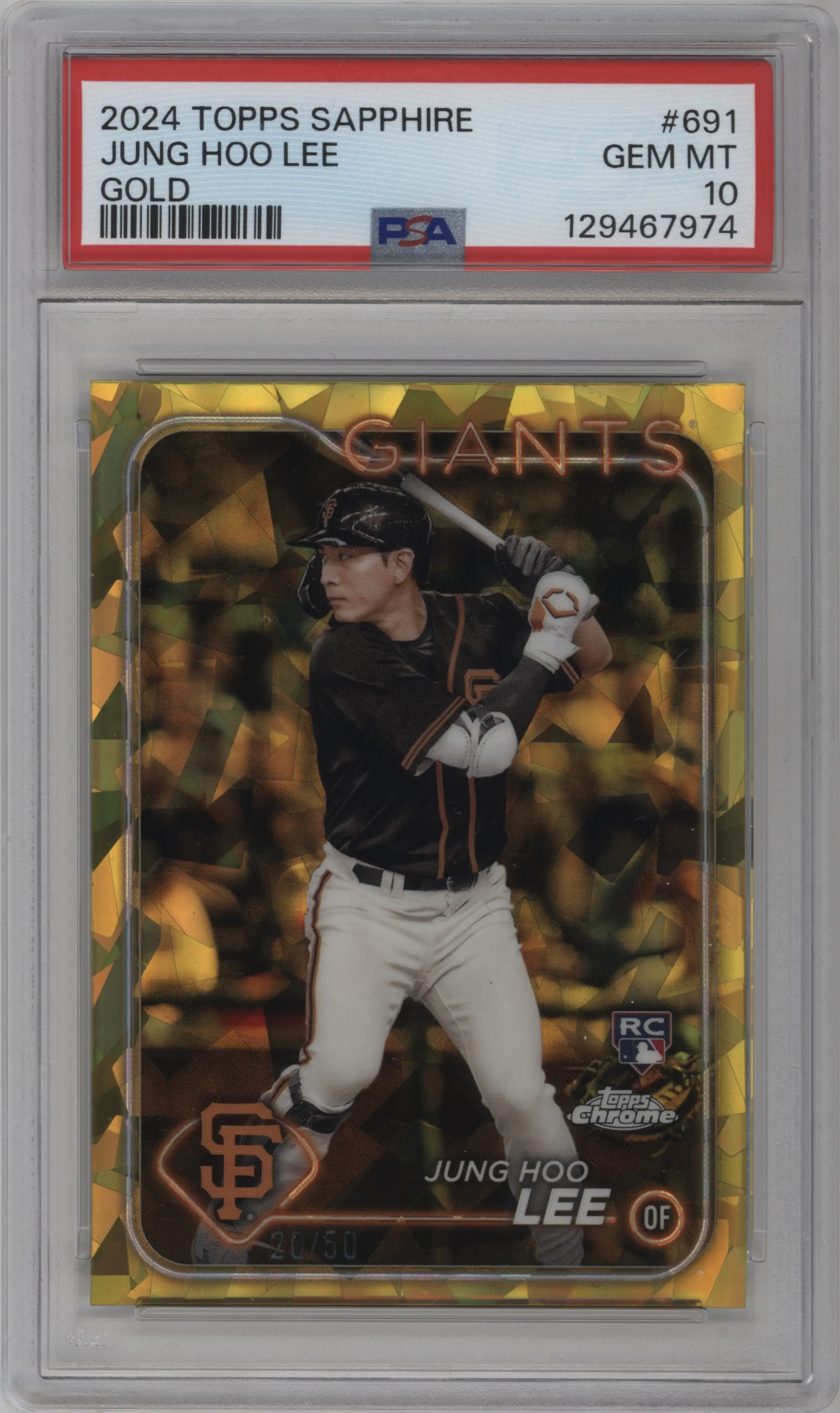 2024 Topps Chrome Sapphire Jung Hoo Lee Gold PSA 10