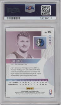 Luka Doncic from the 2018-19 Panini Status set graded by PSA and given an overall grade of 9.