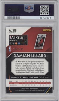 Damian Lillard from the 2015-16 Panini Prizm  set featuring a Light Blue Prizm parallel graded by PSA and given an overall grade of 10.
