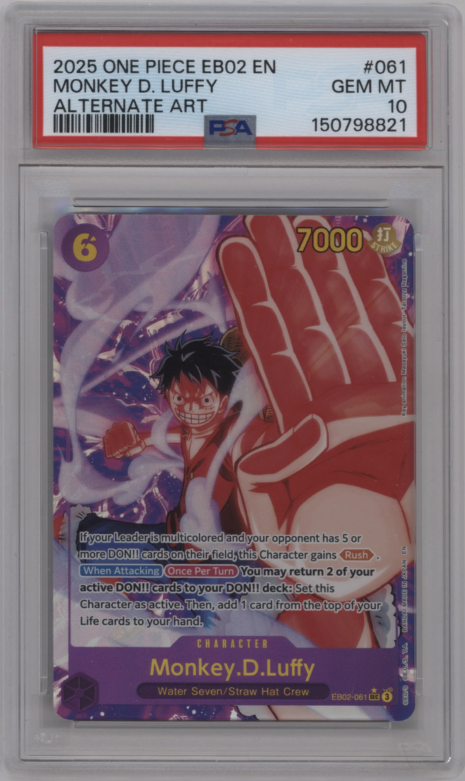 2025 One Piece Anime 25th Collection Monkey.D.Luffy Alternate Art PSA 10