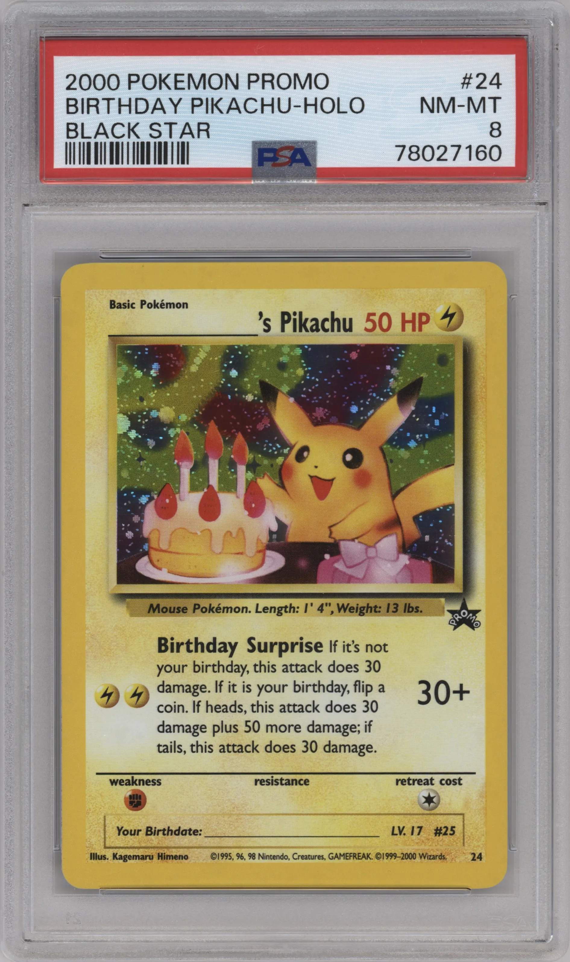 2000 Pokemon WoTC _____'s Pikachu #24 PSA 8