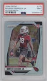 Marvin Harrison Jr. from the 2024 Panini Prizm set featuring a Silver Prizm parallel graded by PSA and given an overall grade of 9.