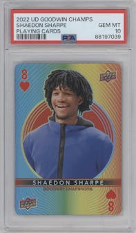 Shaedon Sharpe from the 2022 UD Goodwin Champions set graded by PSA and given an overall grade of 10.