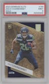 Zach Charbonnet from the 2023 Donruss Elite set featuring a Gold parallel graded by PSA and given an overall grade of 9.