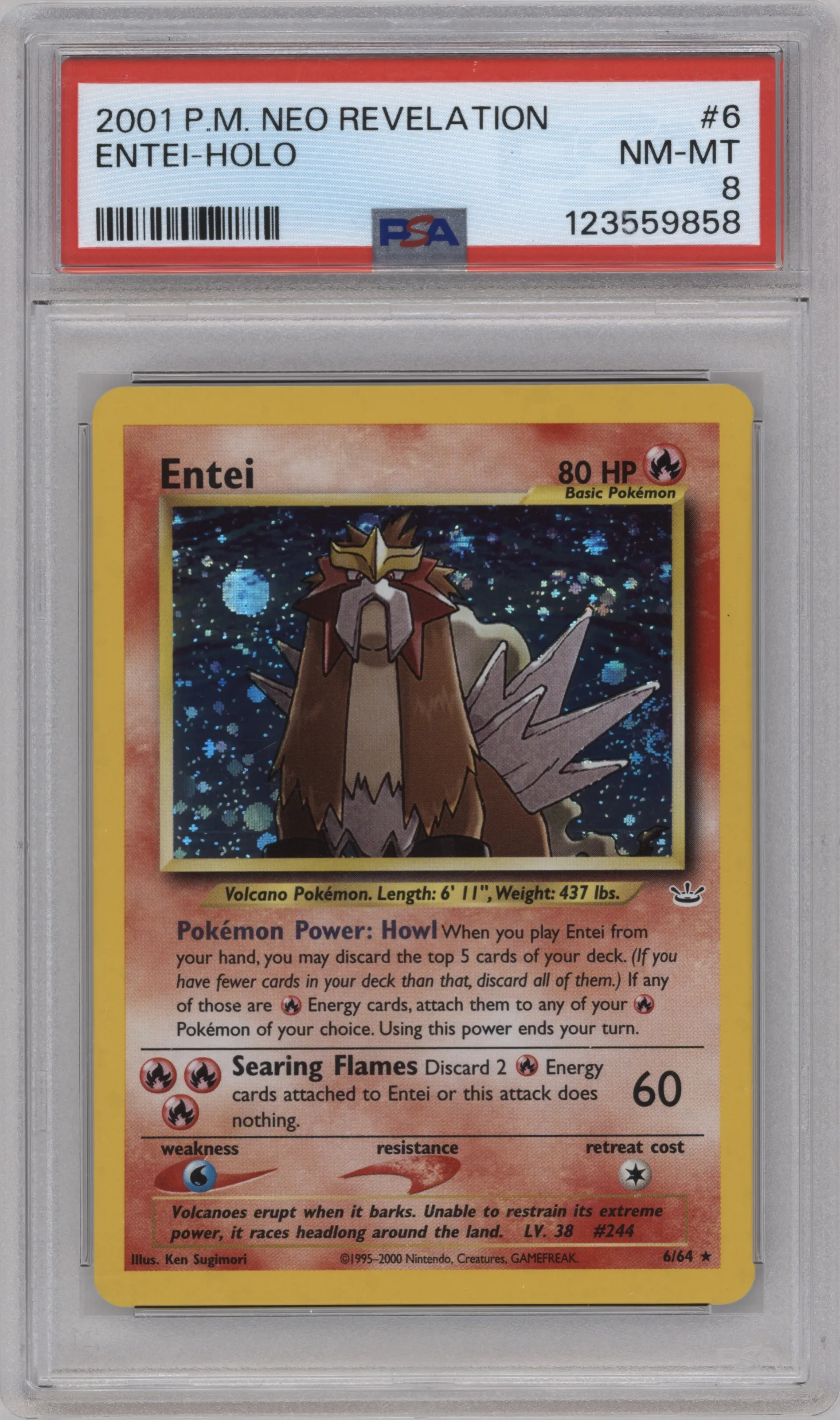 2001 Pokemon Neo Genesis Neo Revelation Entei #6 PSA 8