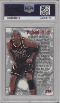 Michael Jordan from the 1995-96 Fleer Metal set graded by PSA and given an overall grade of 9.