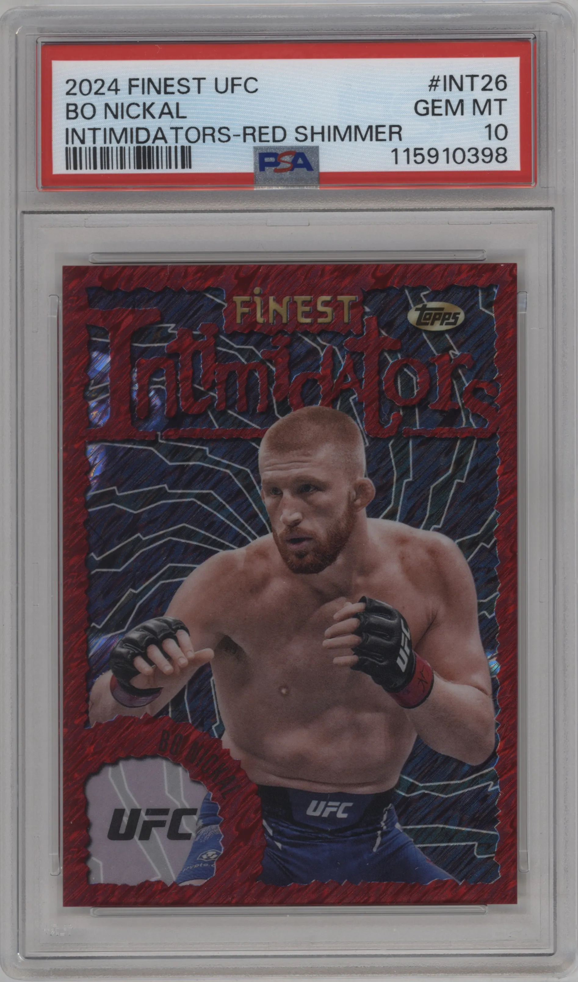 2024 Topps Finest UFC Intimidators Bo Nickal Red Shimmer Refractor #INT-26 PSA 10