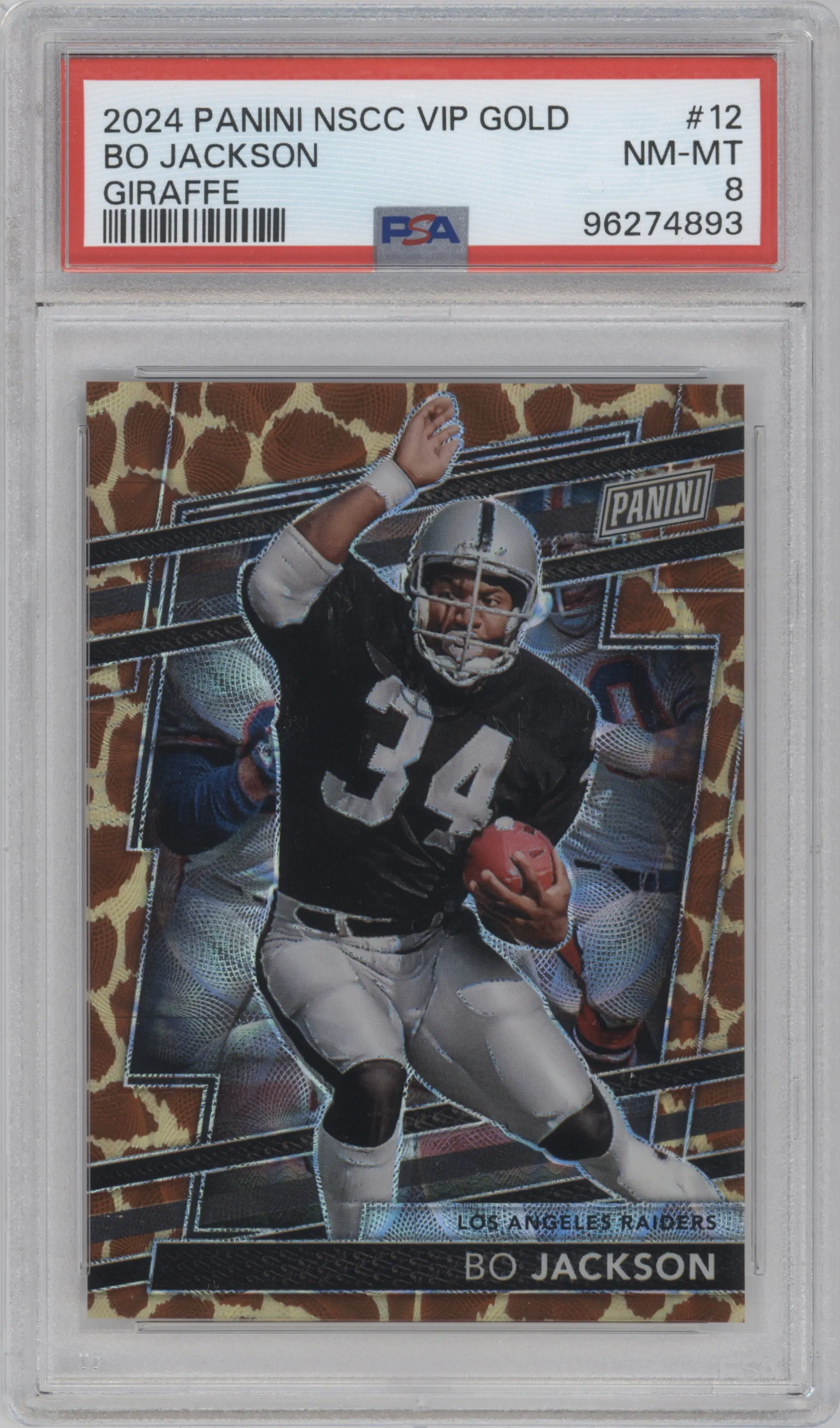 2024 Panini The National VIP Gold Pack Bo Jackson Giraffe #12 PSA 8