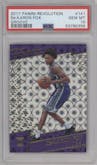 De'Aaron Fox from the 2017-18 Panini Revolution set featuring a Groove parallel graded by PSA and given an overall grade of 10.