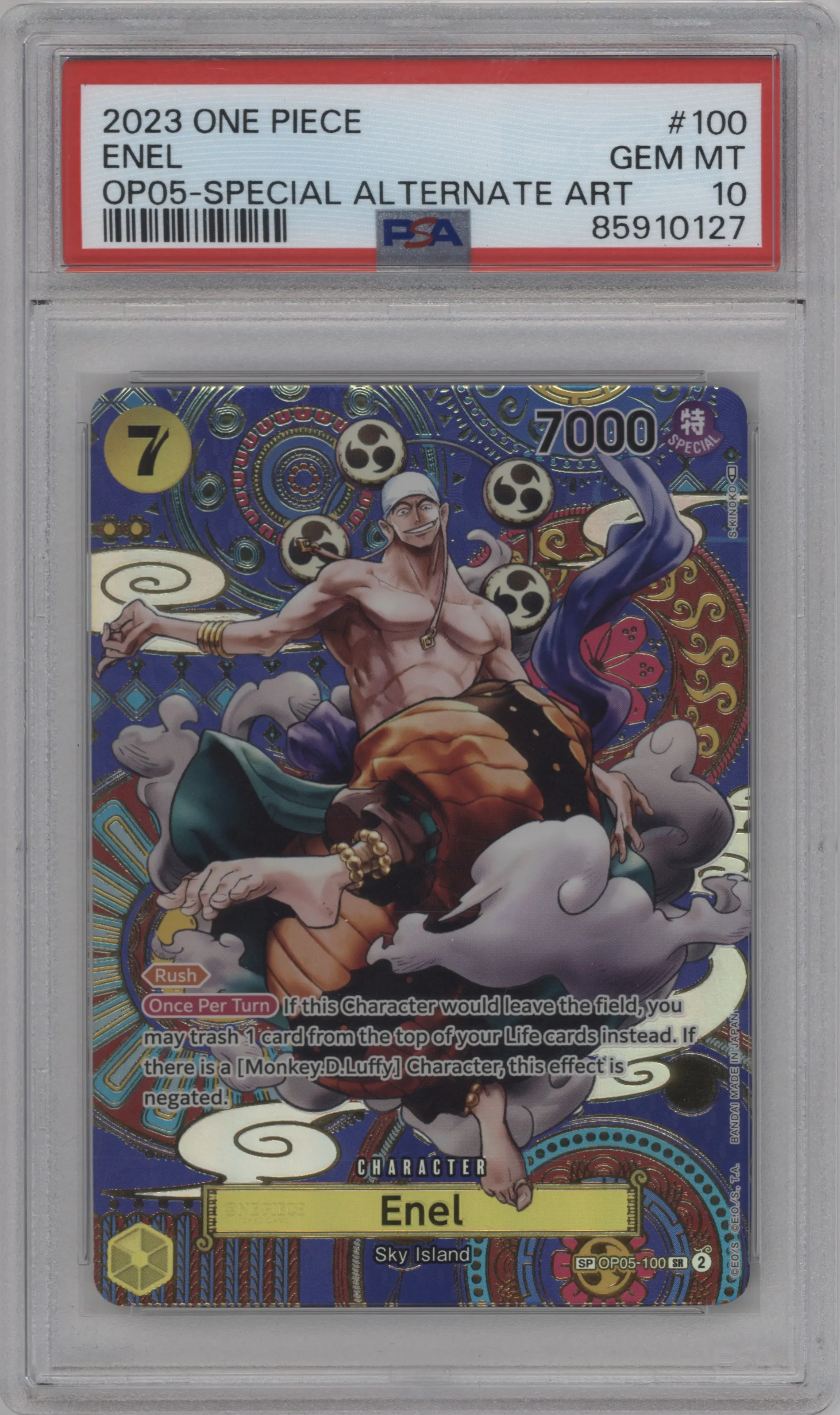 2023 One Piece Awakening of the New Era Enel Alternate Art OP05-100 SR #SP OP05-100 SR PSA 10