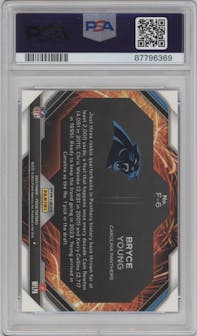 Bryce Young from the 2023 Panini Prizm set featuring a Green Ice parallel graded by PSA and given an overall grade of 10.