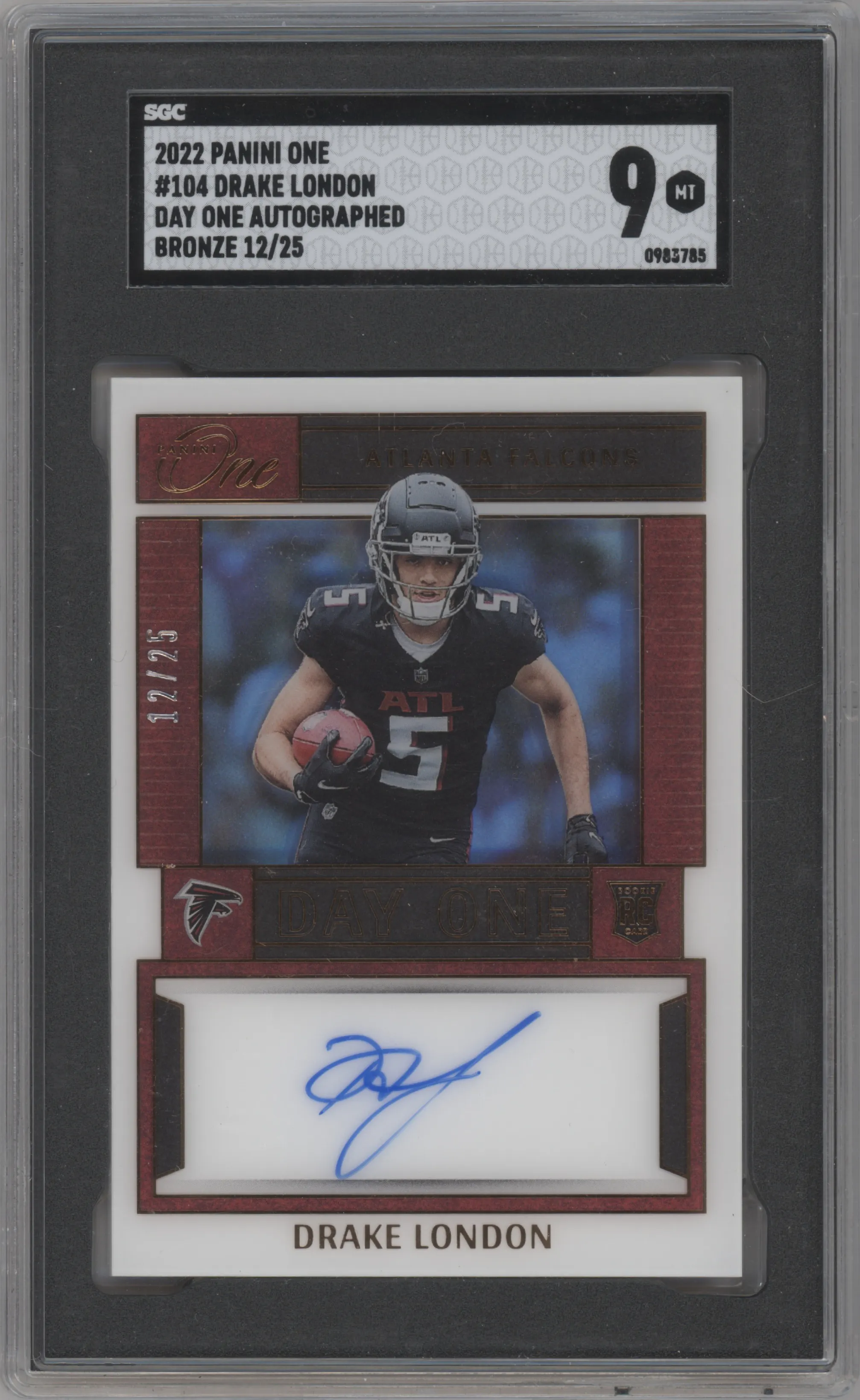 2022 Panini One Day One Auto Drake London Bronze #104 SGC 9