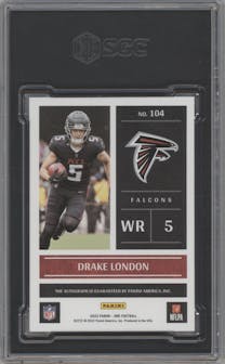 Drake London from the 2022 Panini One set featuring a Bronze parallel graded by SGC and given an overall grade of 9.