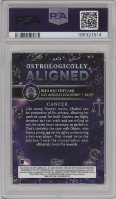 Shohei Ohtani from the 2024 Topps Cosmic Chrome set featuring a Gold Interstellar Ref. parallel graded by PSA and given an overall grade of 10.