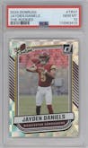 Jayden Daniels from the 2024 Donruss set graded by PSA and given an overall grade of 10.