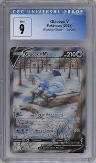 Glaceon V from the 2021 Pokemon SWSH set graded by CSG and given an overall grade of 9.