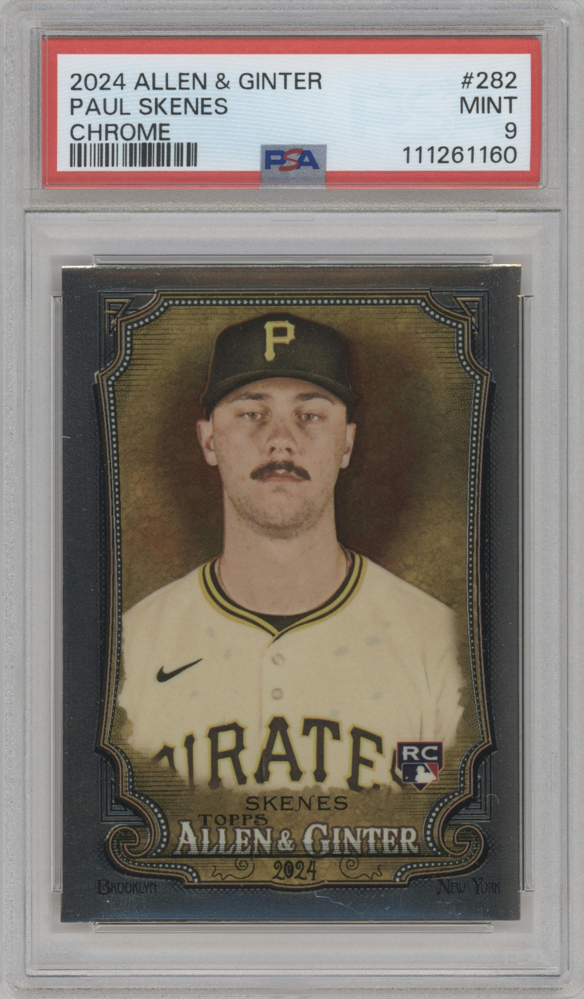 Paul Skenes from the 2024 Topps Allen & Ginter set graded by PSA and given an overall grade of 9.