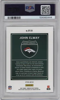 John Elway from the 2021 Panini Donruss Optic set graded by PSA and given an overall grade of 10.