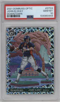 John Elway from the 2021 Panini Donruss Optic set graded by PSA and given an overall grade of 10.