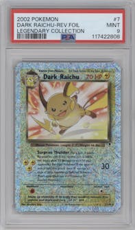 Dark Raichu from the 2002 Pokemon  set graded by PSA and given an overall grade of 9.