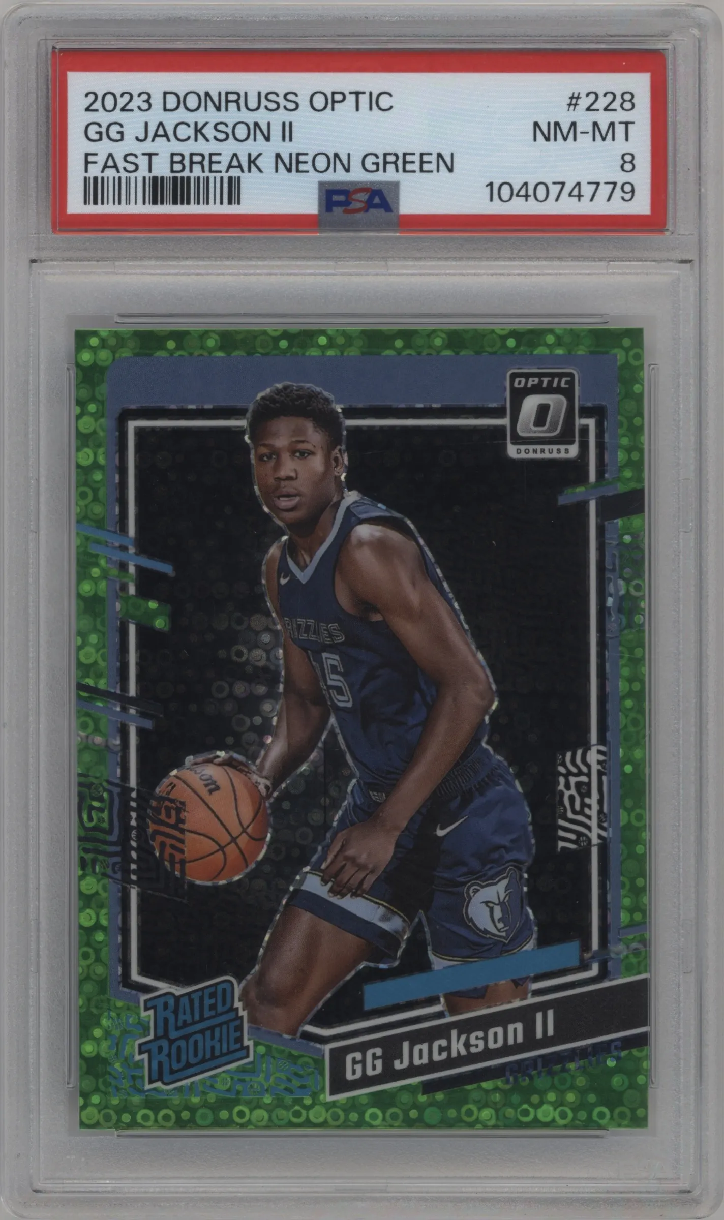 2023 Donruss Optic Rated Rookie GG Jackson II Fast Break Neon Green #228 PSA 8