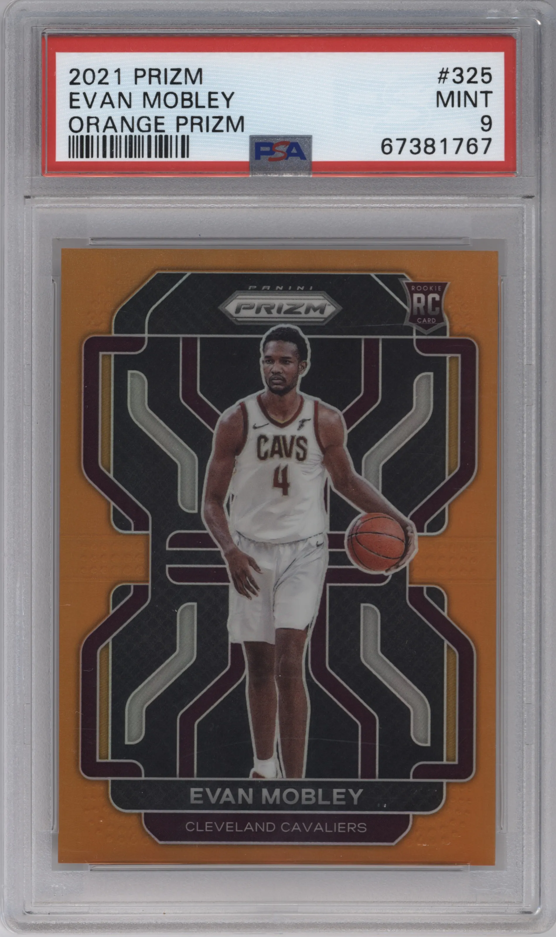 2021 Panini Prizm Evan Mobley Orange Prizm PSA 9