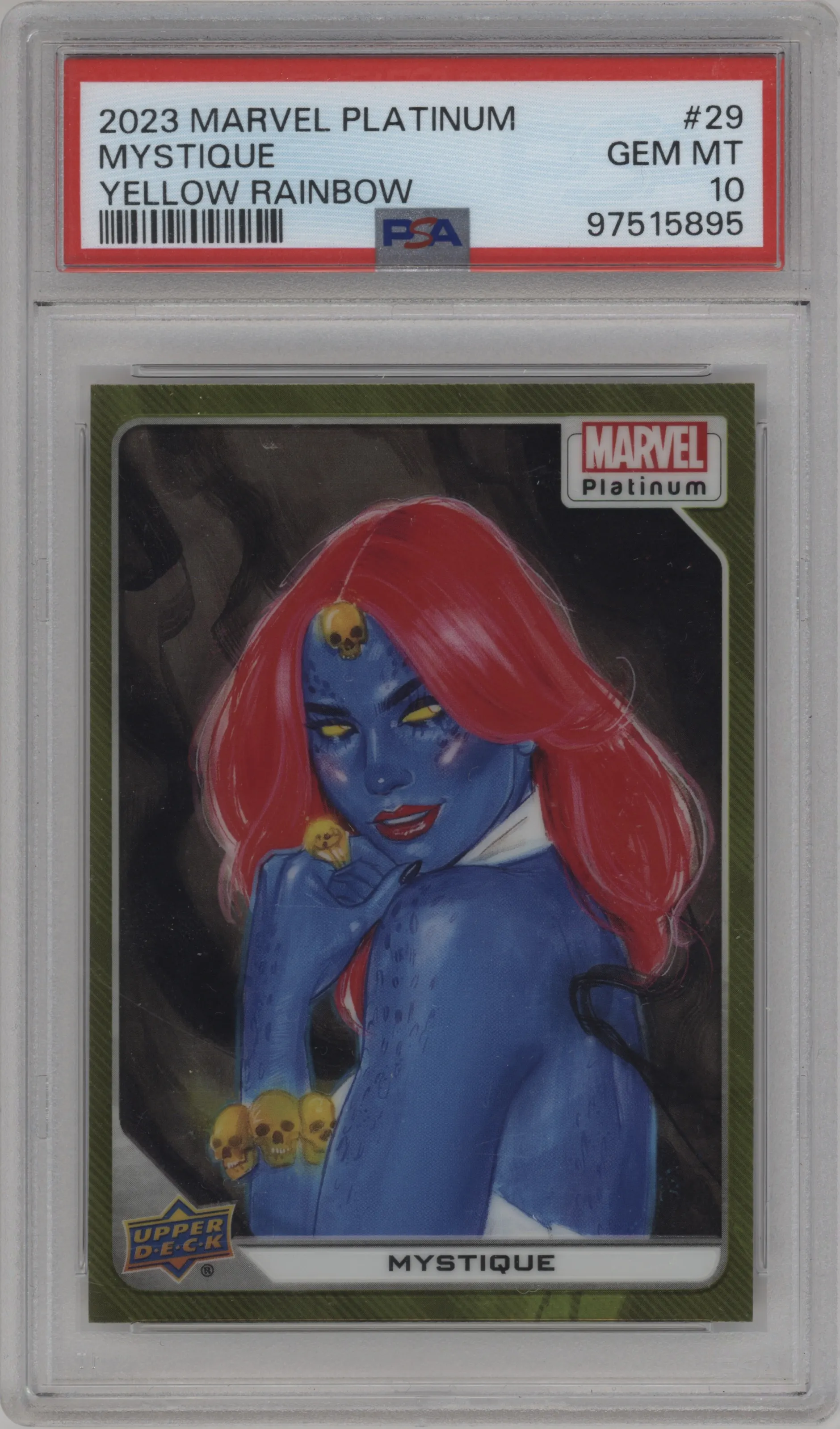 2023 Upper Deck Marvel Platinum Mystique Yellow Rainbow #29 PSA 10