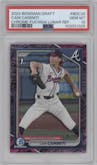 Cam Caminti from the 2024 Bowman Draft set featuring a Fuchsia Lunar Crater Refractor parallel graded by PSA and given an overall grade of 10.
