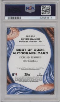 Bryce Rainer from the 2024 Bowman's Best set graded by PSA and given an overall grade of 10.