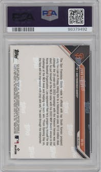 Jung-Hoo Lee from the 2023-24 Topps Now Off-Season set featuring a Blue parallel graded by PSA and given an overall grade of 10.