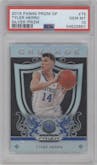 Tyler Herro from the 2019-20 Panini Prizm Draft Picks set featuring a Silver Prizm parallel graded by PSA and given an overall grade of 10.